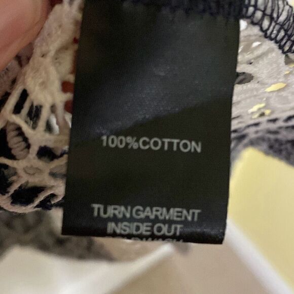 LAPIS Navy/White Boho Style Blouse, Size Small - Picture 3 of 9